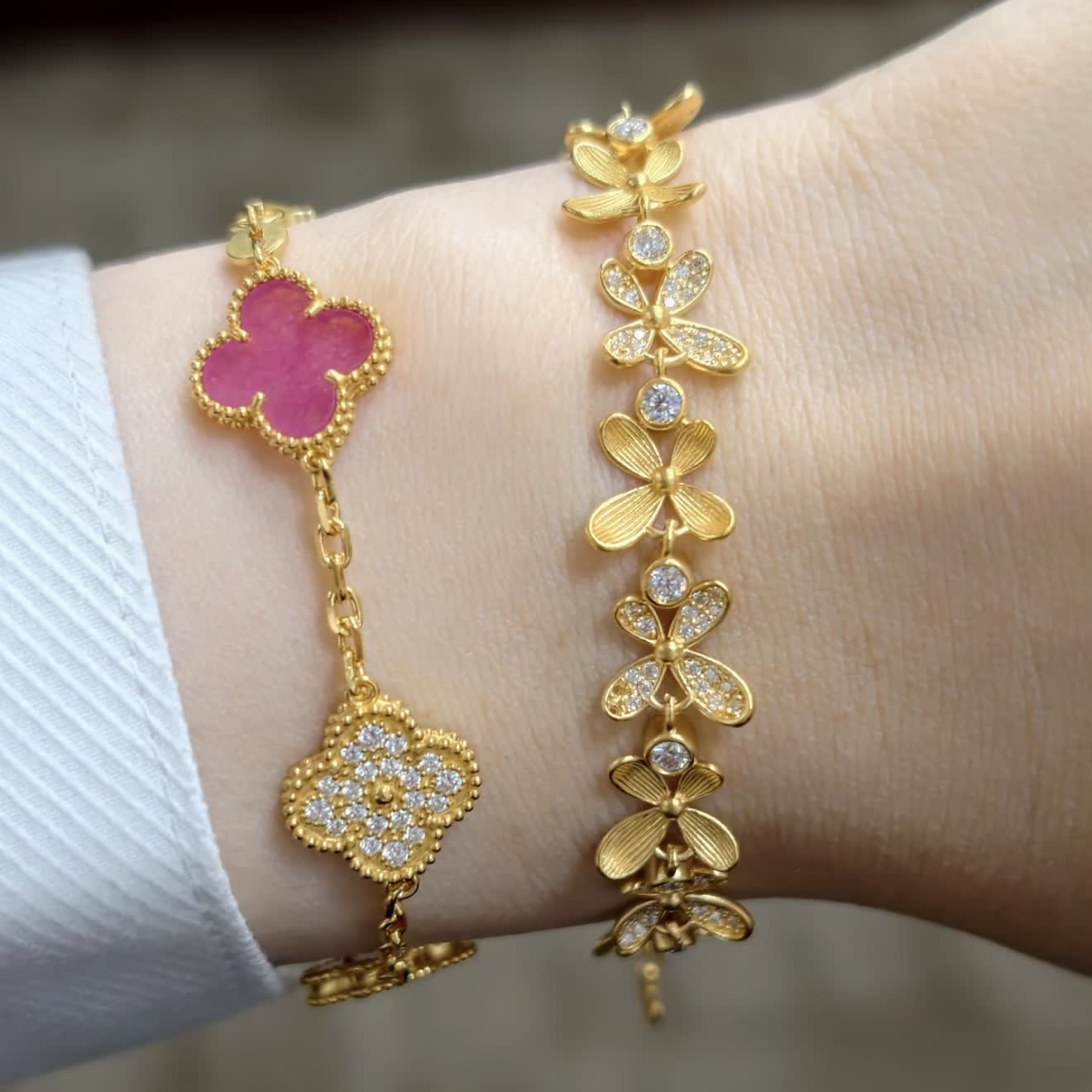 Van Cleef & Arpels Magic Alhambra Pink Enamel Bracelet